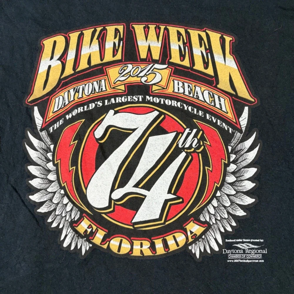 Gildan Bike Week 2015 T Shirt Mens XL‎ Daytona Beach Florida Motorcycle Graphic
